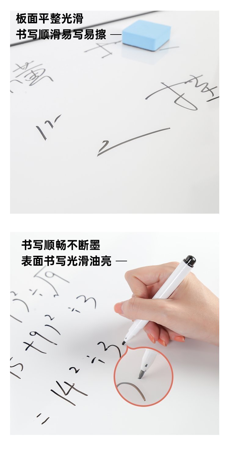 M65窄邊鋁框墻掛式磁吸白板 隱藏掛式易安裝辦公教學白板產品細節