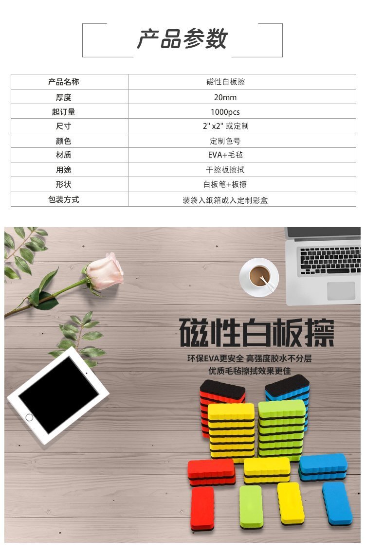 M66方形EVA毛氈黑板白板擦-磁吸板擦-無磁吸板擦定制批發產品詳情